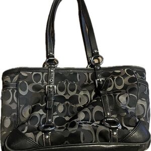 Coach Black and Gray Signature “C” Hand Bag
